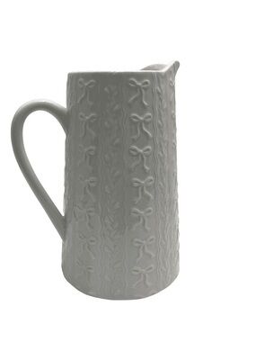 My Texas House Embossed Stoneware 3-Quart Pitcher, White